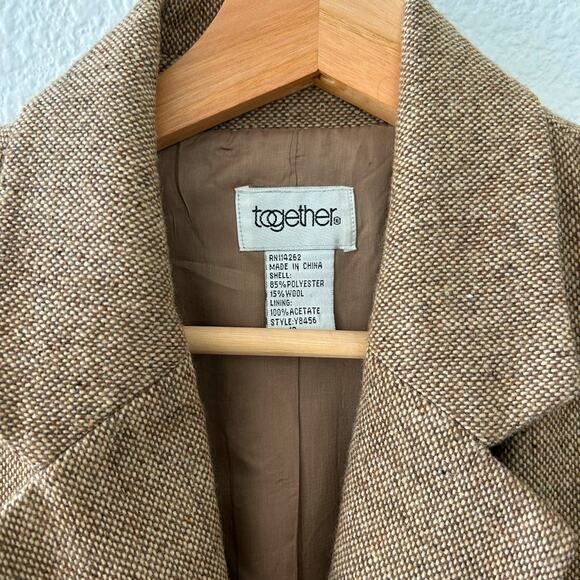 Brown Tweed Equestrian RL Style Jacket by Together Women's Size 10 Vintage - Picture 4 of 10